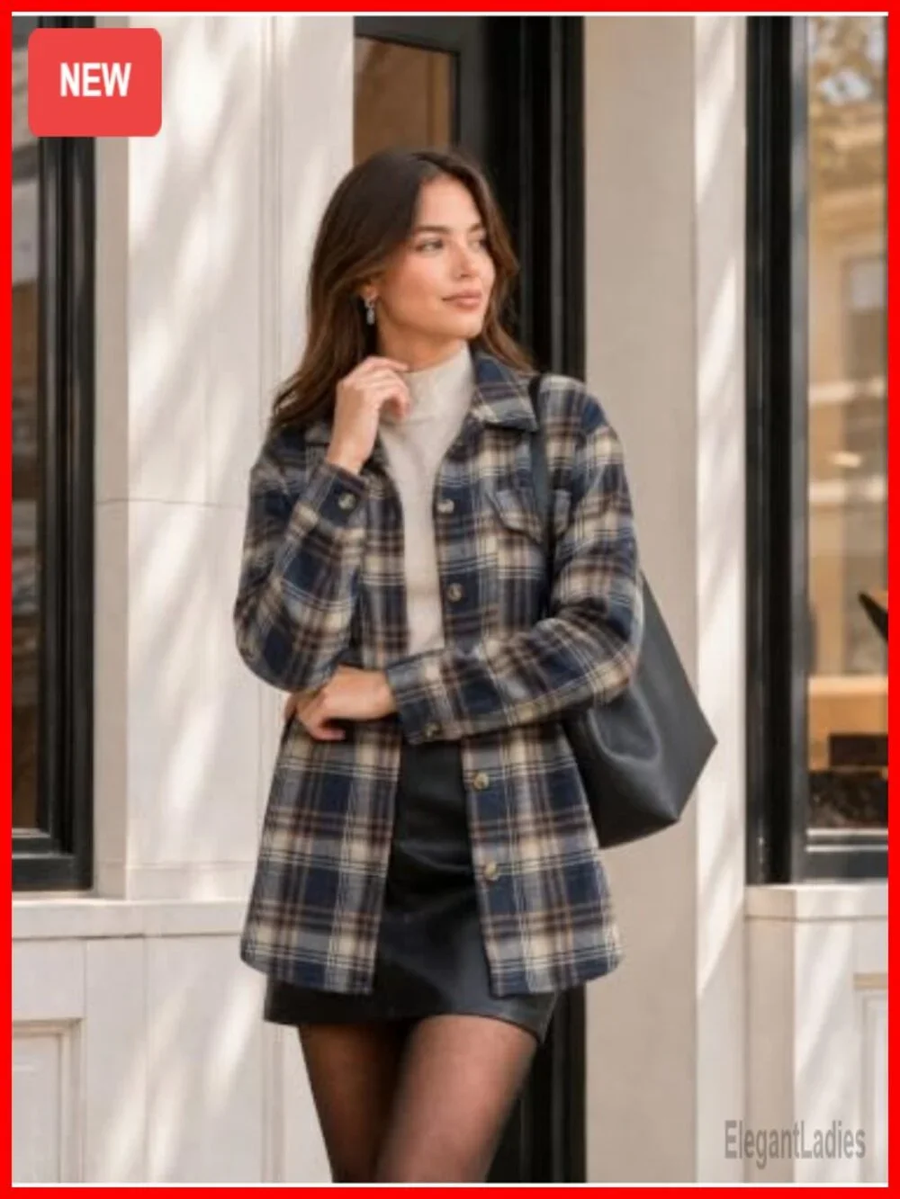 Zeagoo Women's Flannel Plaid Shacket Long Sleeve Button Down Jacket Oversized